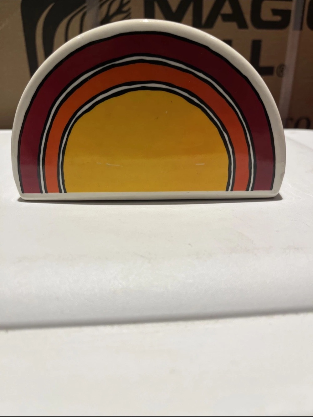 Vintage 70s Ceramic Rainbow bank decor- Yellow, Orange, Red